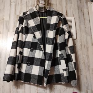 Rampage black and white plaid peacoat